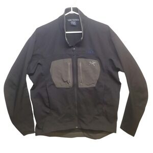 Arc'Teryx Men's Large Softshell Jacket Black Gray Full Zip Pocket *Read*